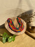 Orange Multi Cloth Pearl Necklace-5 Layer
